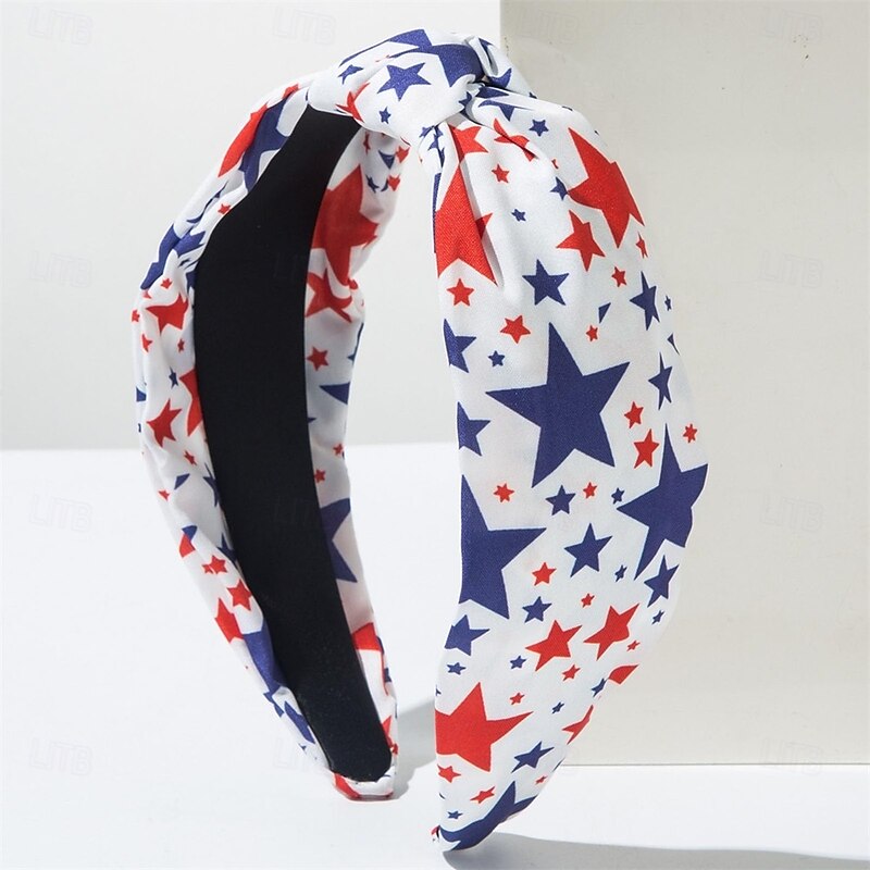4th of July Headband for Women Red Blue Star Hair Accessories Independence Day Hairband Patriotic Head Band White Hair Hoops4