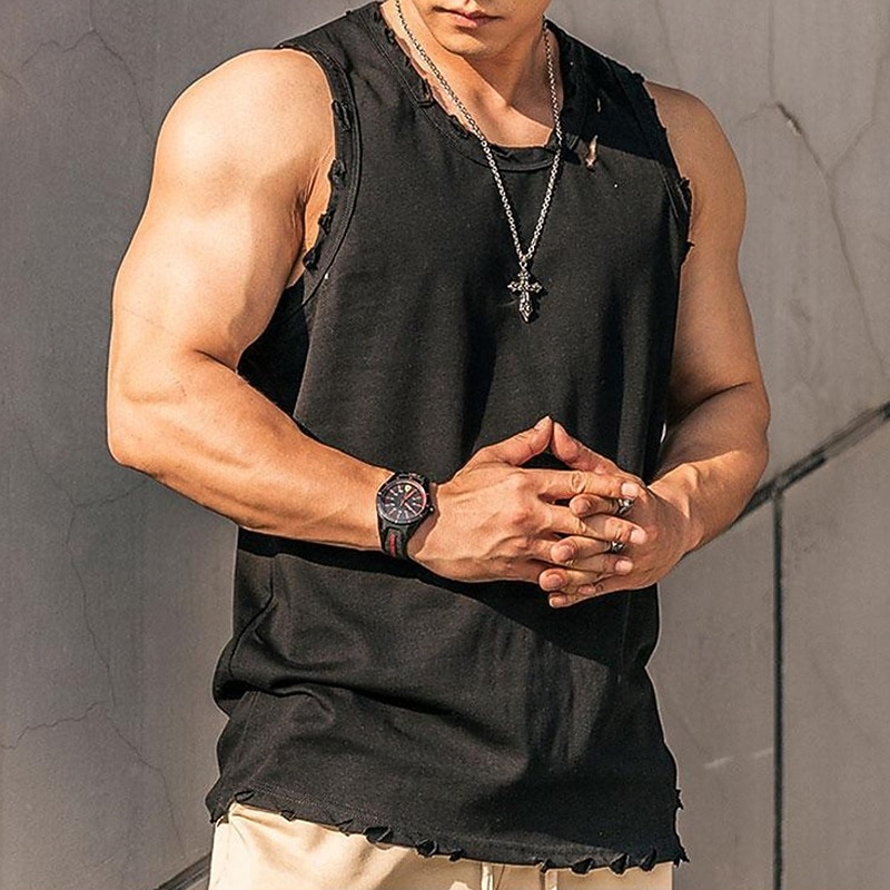 Men's Tank Top Vest Top Undershirt Sleeveless Shirt Sleeveless Crew Neck Summer Plain Fashion Designer Basic Classic Vacation Street Going out Black Pink Gray Top Tee for Men