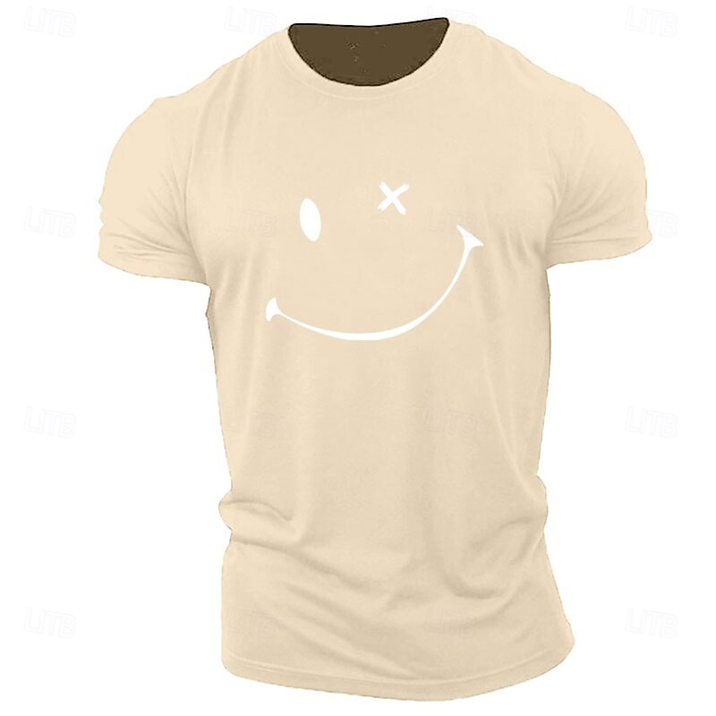 Men's Graphic Tee: Distressed X-Eye Smiley Face Print, Casual Short Sleeve T-Shirt4