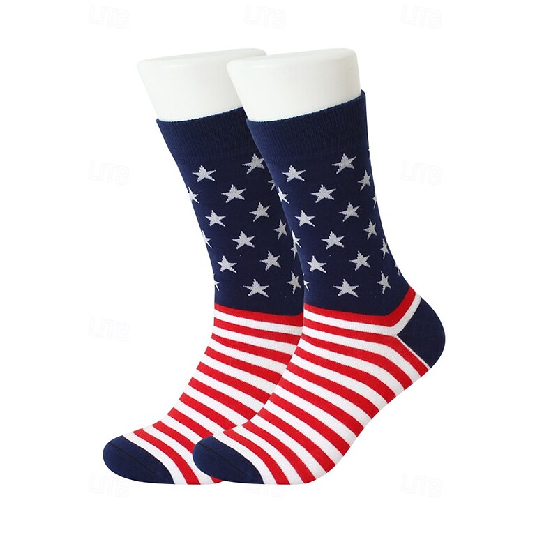 Men's USA Flag Socks with Stars and Stripes Design - Patriotic Cotton Crew Socks for Independence Day, Sports and Casual Wear3