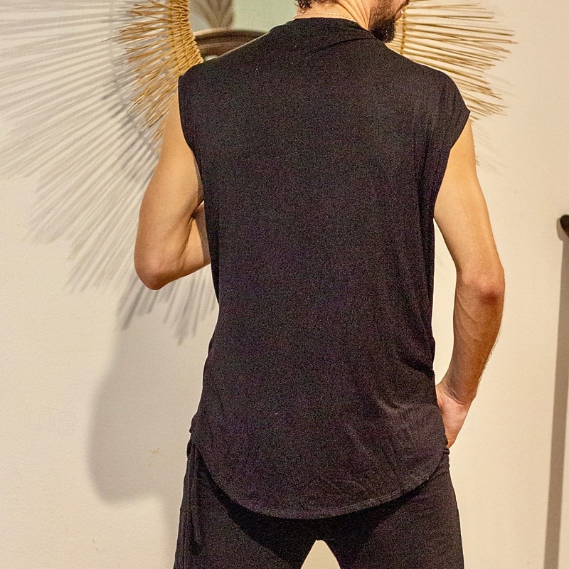 Men's T Shirt Tee Short Sleeve Shirt Tee Top Sleeveless Pile Neck Summer Plain Fashion Designer Basic Pleats Vacation Street Going out Black Top Tee for Men4