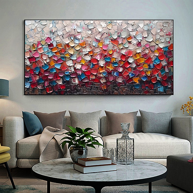 Handmade Original Color Texture Blocks Oil Painting On Canvas Abstract Minimalist Wall Art for Home Decor With Stretched Frame Without Inner Frame Painting