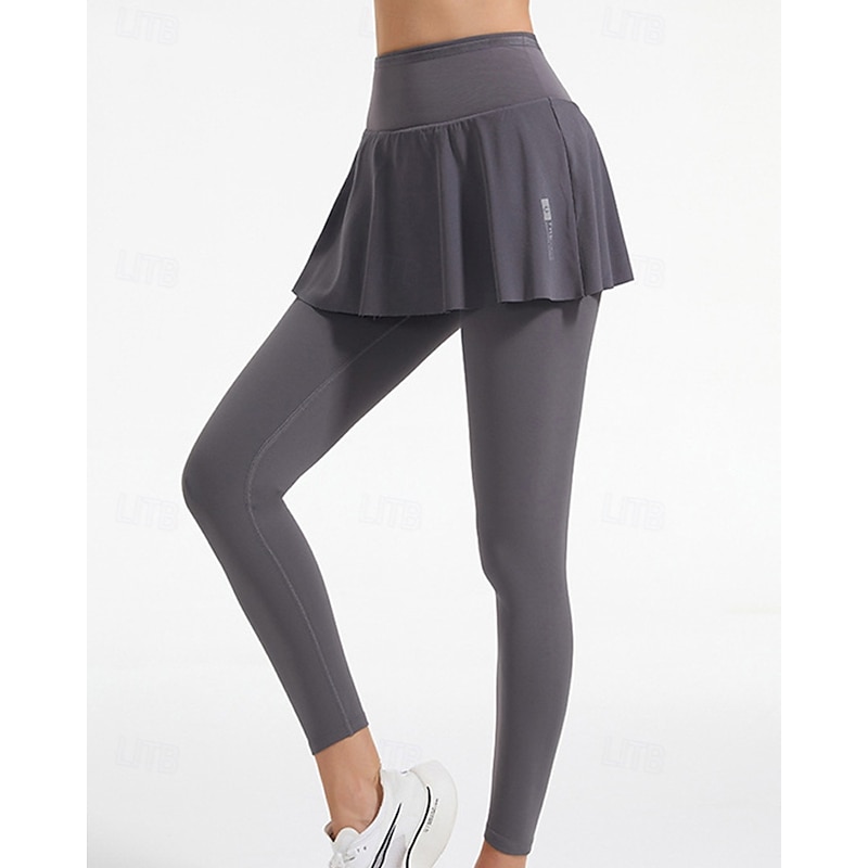 Women's Solid Colored Tennis Skirt with Leggings Pleated Side Pockets Quick Dry Tennis Golf Pickleball Bottoms Black Blue Gray Tennis Clothing2