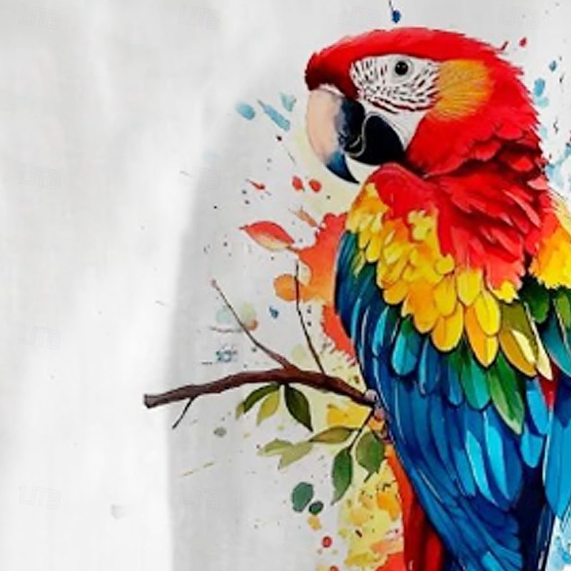 Men's Bird Parrot Summer Hawaiian Shirt Button Up Shirt Aloha Shirt Short Sleeve Hawaiian Vacation Holiday Beach Wear Summer Spring Turndown 3D Print Linen Like Shirt White2