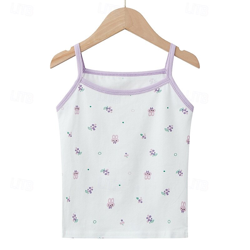 Kids Girls' Tank Cartoon Outdoor Sleeveless Streetwear 4-12 Years Summer White Pink Blue4