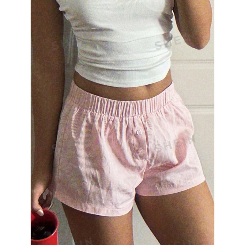 Women's Shorts Chinos Vacation Fashion Streetwear Short High Waist Stripe Pocket Elastic Waistband Printing Comfy Soft Comfortable Micro-elastic Outdoor Vacation Street Yellow Pink Blue Gray Summer4