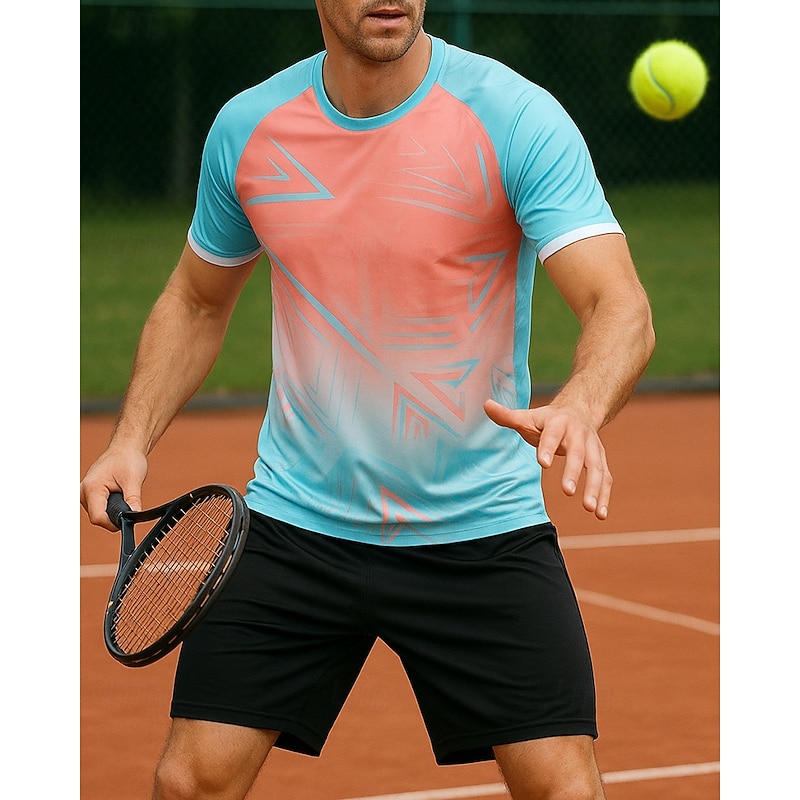 Men's Graphic Sports Set Shirts & Shorts Tennis Set Two-piece Suit Short Sleeves Sweat-Wicking Moisture Wicking Breathable Tennis Golf Pickleball Blue Orange Green Tennis Clothing4