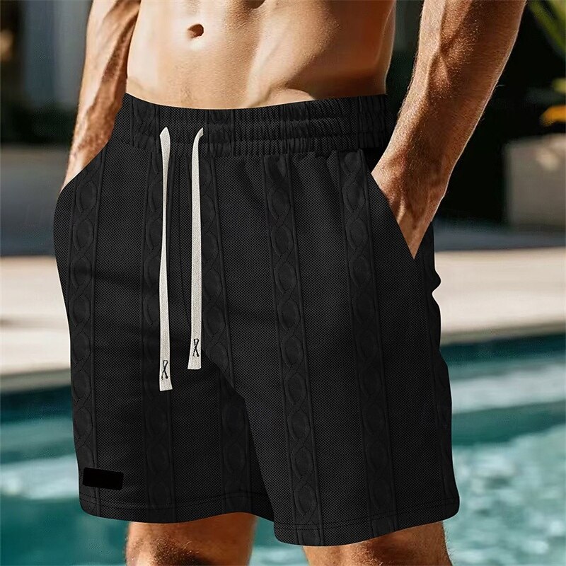 Men's Shorts Beach Shorts Running Shorts Casual Shorts Gym Shorts Drawstring Elastic Waist Straight Leg Plain Comfort Breathable Knee Length Sports Outdoor Daily Gym Vacation Fashion Black White3