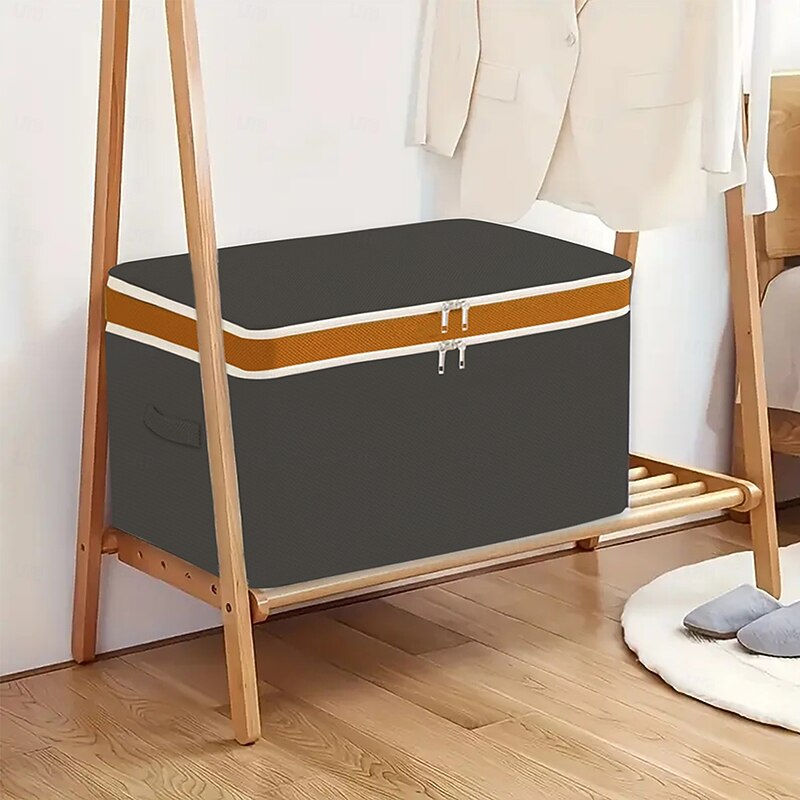 Underbed Clothes Storage Bag with Double Zipper, Foldable Wardrobe Organizer Box, Double Layer Oxford Fabric Storage Container, Portable Closet Storage for Clothes and Bedding3