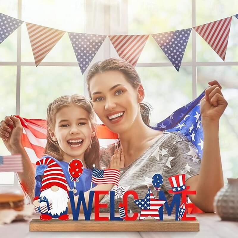 Patriotic Wooden Decorations 4th of July Independence Day Decorations Patriotic Table Decorations Wooden Table Centerpieces Decorations for American Memorial Day Veteran Day Party Deco4