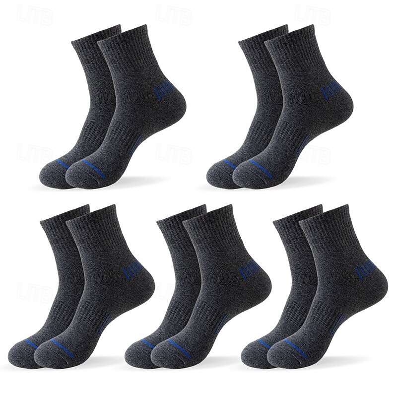 Men's 5 Pairs Multi Packs Socks Running Socks Casual Socks Black White Color Stripes Vacation Sports & Outdoor Daily Basic Medium Spring Fall Fashion Casual4
