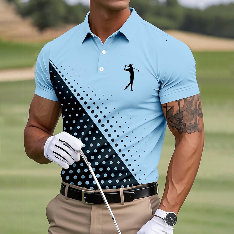 Men's Dot Golf Sports Polo Shirts Short Sleeve Polo Shirts Collared Shirts Business Casual Outdoor Athleisure Daily Wear 3D Print Summer White Pink Blue2