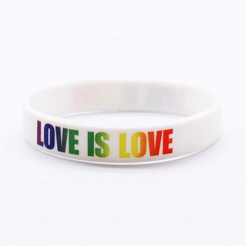 5pcs Pride Rainbow Silicone Bracelets, LGBTQ Gay Couple Wristbands, Love is Love Accessories, Pride Month Decor, Party Decoration Gift3