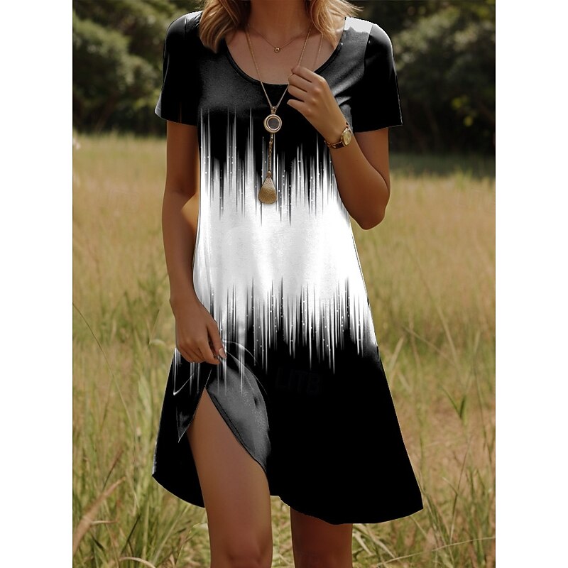 Women's Mini Dress Casual Dress T Shirt Dress Tee Dress Sundress Shift Dress Vacation Casual Boho Party Beach Form Fit Ombre Graphic Short Sleeve Crew Neck White Red Blue Orange Summer Spring2