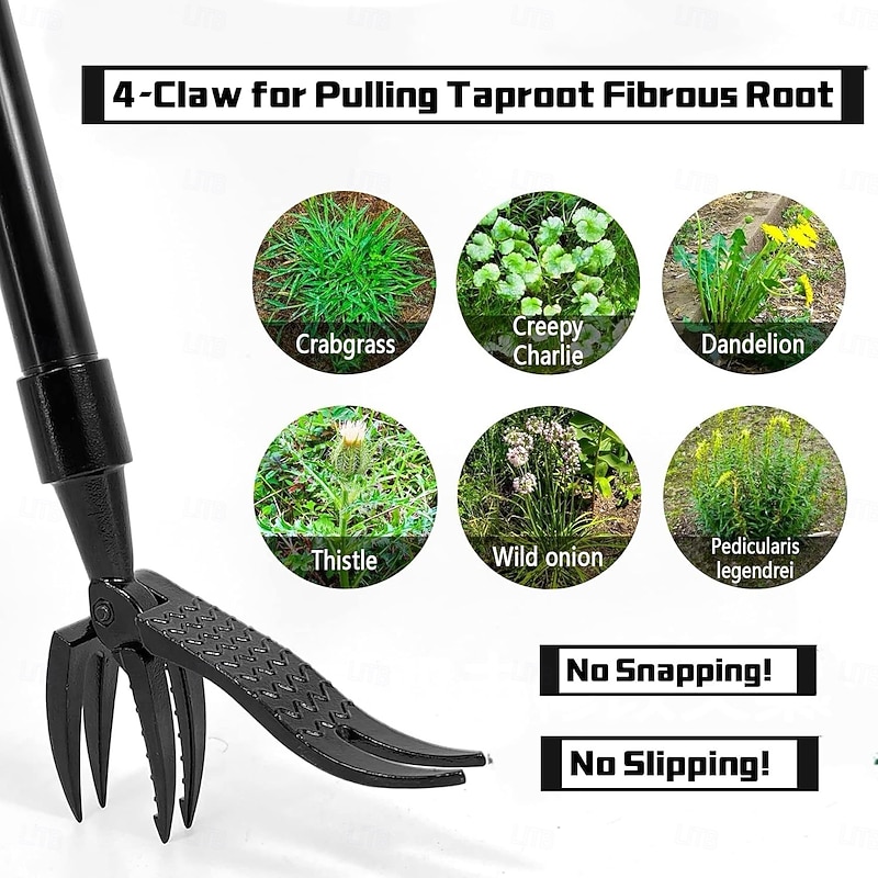 High Hardness Weed Pulling Tool - Manual Stand Up Weed Puller Tool Head Replacement - 4-Claw Steel Head Design, Black3