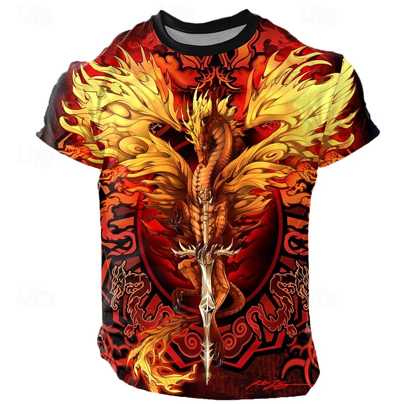 Ruth Thompson Men's Dragon T Shirt Short Sleeve T shirt 3D Print Crew Neck Shirt Exaggerated Designer Party Street Casual Brown Summer Spring All Seasons Clothing Apparel S M L XL XXL XXXL 4XL