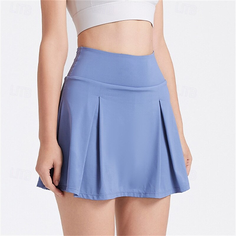 Women's Solid Colored Tennis Skirts Tennis Skirts with Shorts High Elasticity Moisture Wicking Tennis Golf Pickleball Black White Blue Tennis Clothing