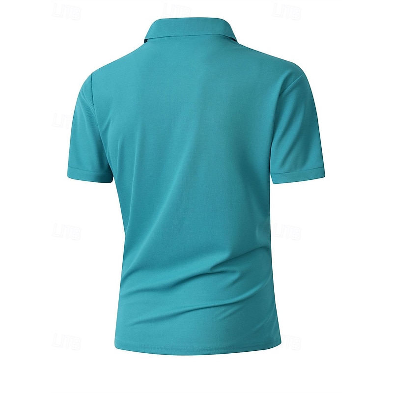 Men's Quarter Zip Polo Golf Shirt Daily Holiday Lapel Short Sleeve Fashion Basic Plain Summer Regular Fit Black Blue Army Green Beige Coffee Quarter Zip Polo3