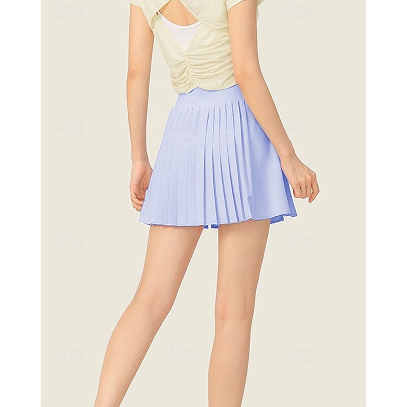 Women's Solid Colored Tennis Skirts with Shorts Pleated Split Quick Dry Breathable Tennis Golf Pickleball Black White Blue Tennis Clothing4