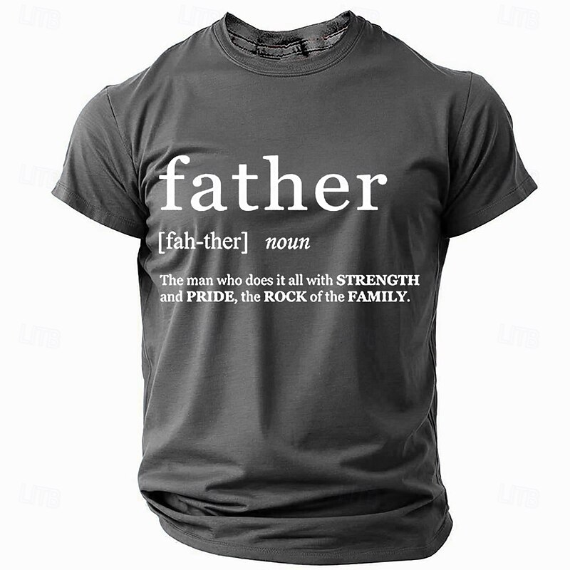 Men's Father Definition T-Shirt - The Rock of the Family Graphic Tee for Dads | Strength & Pride Black Short Sleeve Shirt3
