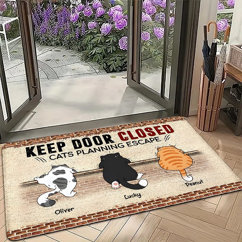 Funny Animal Cats Doormat Kitchen Mat Floor Mat Non-Slip Area Rug Oil Proof Rug Indoor Outdoor Mat Bedroom Decor Bathroom Mat Entrance Rug2