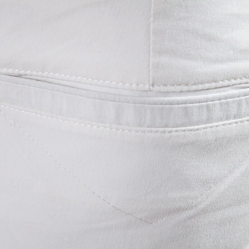 Men's Burmuda Shorts Work Shorts Golf Shorts Pocket Plain Comfort Breathable Knee Length Outdoor Business Fashion Casual Black White3