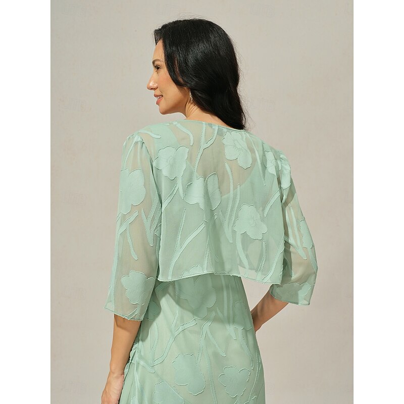 Women's Shrugs Solid Color Elegant Stylish Basic 3/4 Length Sleeve Asymmetrical Crop Tops Wedding Guest Beach Wedding Sequins Patchwork Sage Green Summer Spring Fall2