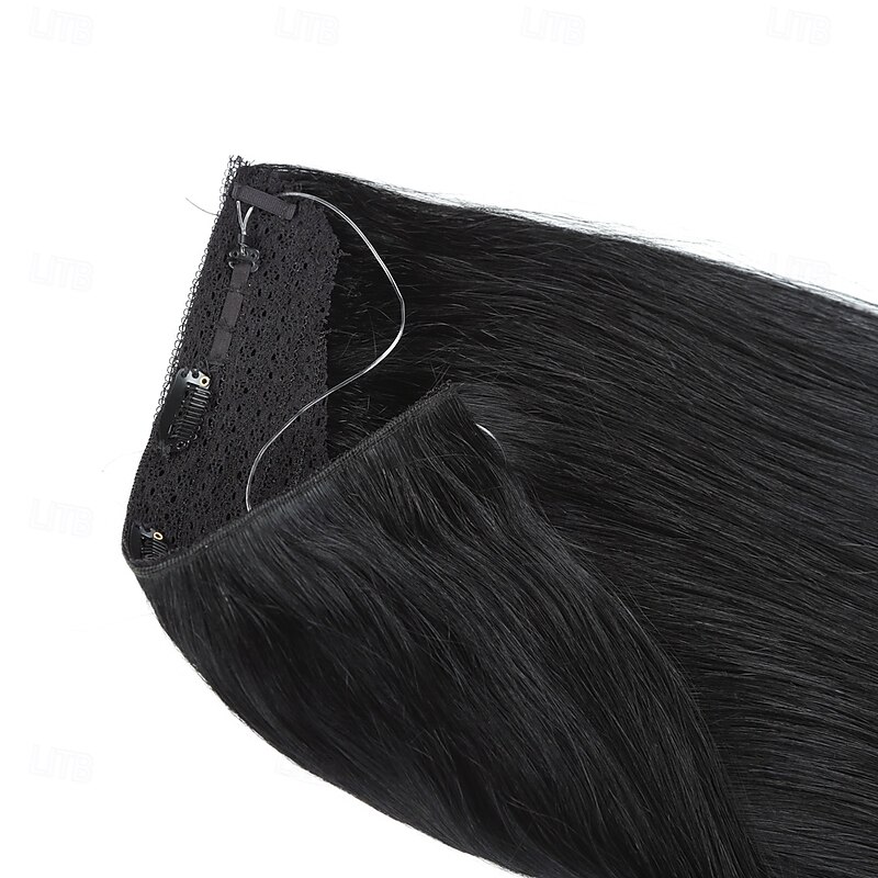 Nvisible Wire Hair Extensions Real Human Hair 20 Inch-50g 22inch-80g 1# Jet Black Transparent Fish Line Clip-Ins Hair Piece Human Hair Extensions For Women4