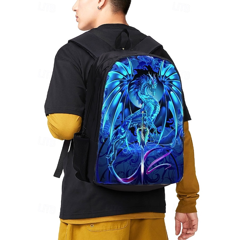 Boys' dragon themed three-piece backpack set, Including backpack, Cooler bag and pencil case, Bright blue design, perfect for school, Travel and everyday use, Ruth Thompson2
