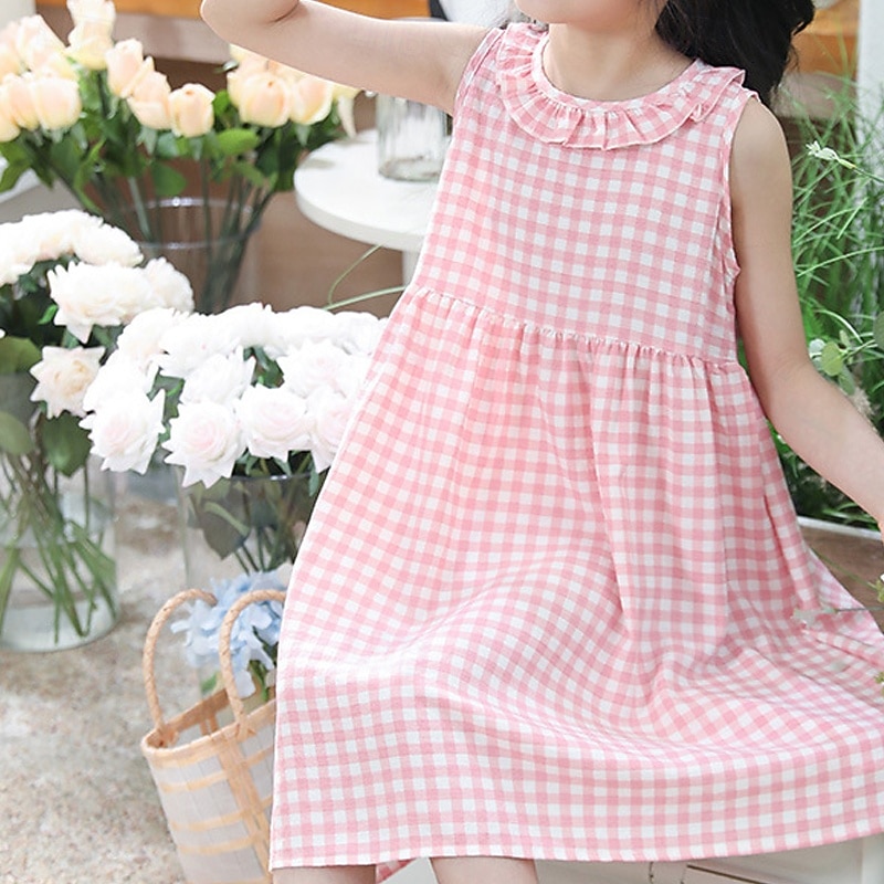 Kids Girls' Dress Flower Sleeveless Outdoor Ruched Adorable Polyester Knee-length Casual Dress Floral Dress Summer 4 years+ Light Pink Pink Blue4