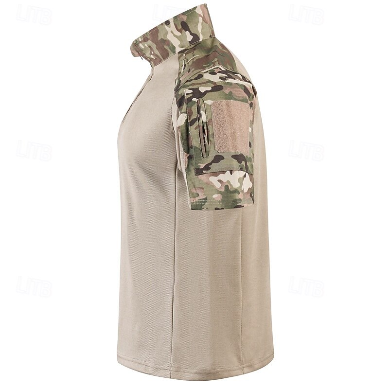 Men's Tactical Polo Outdoor Shirt Sports & Outdoor Daily Banded Collar Short Sleeve Fashion Basic Color Block Patchwork Summer Regular Fit Black Light Green Dark Green Green Khaki Army Green Tactical3