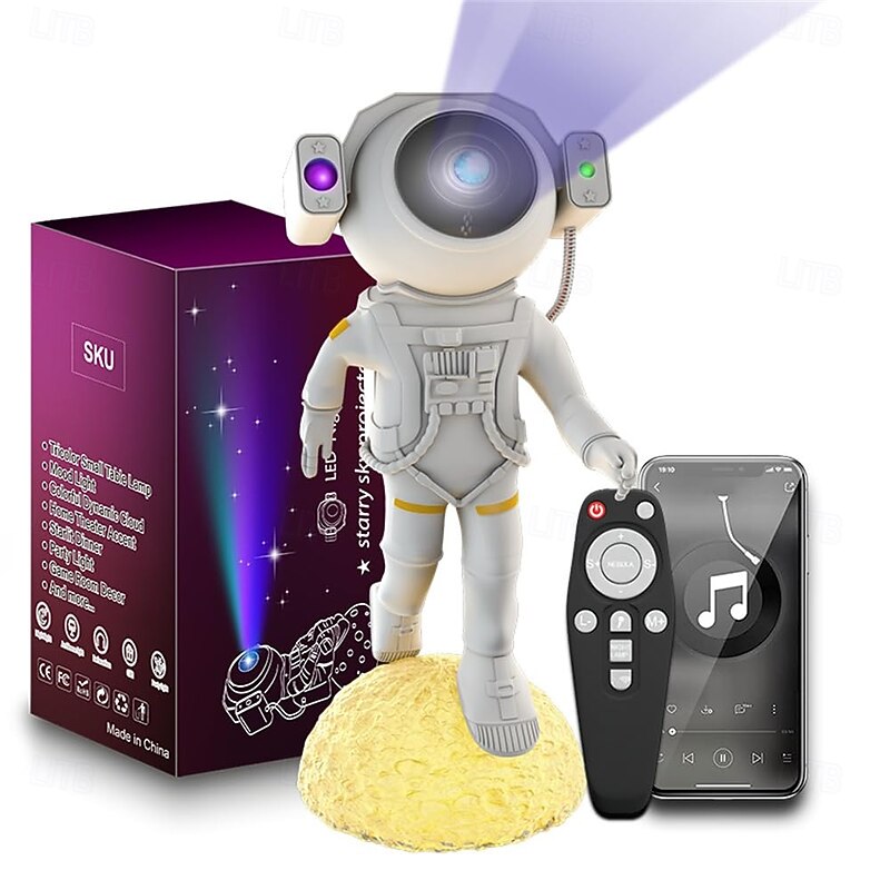 1 Pc Galaxy Projector Lamp Standing Astronaut Shaped Starry Sky Projection Light Astronaut Starry Sky Atmosphere Light Party Dinner Bedroom Restaurant Atmosphere Light Type-C Plug in