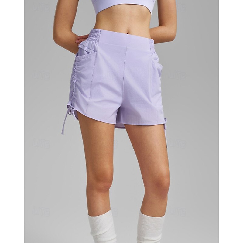 Women's Solid Colored Tennis Shorts Drawstring Ruched Pocket Quick Dry Moisture Wicking Tennis Golf Pickleball Black Purple Green Tennis Clothing