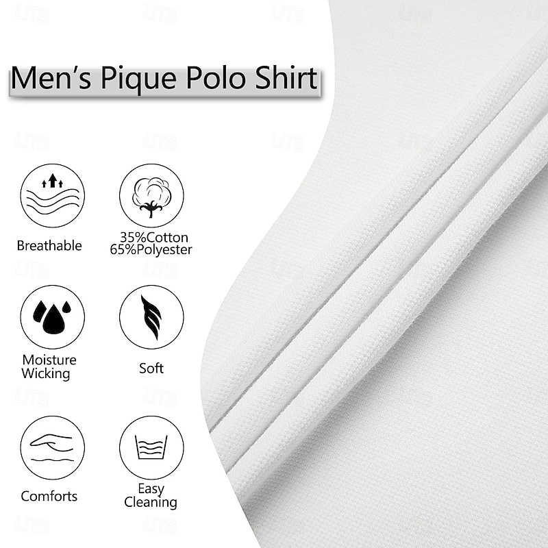 Men's Solid Color Color Block Golf Shirt Short Sleeve Polo Shirts Lapel Business Buttons Spring & Summer White3