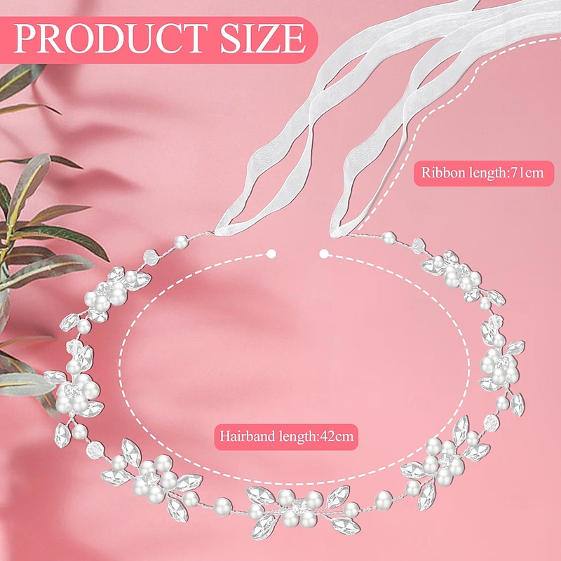 First Communion Headband for Girls Pearl Flower Girl Headpiece for Wedding Baptism First Communion Hair Accessories Crown Tiara Hairpiece Headband Gift Dress Accessory2