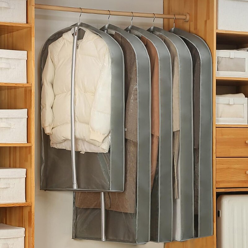 Garment Bag for Hanging Clothes, PEVA Dustproof Clothing Covers, Breathable Moth-Proof Suit Bags for Closet Storage, Transparent Dress Shirt Coat Protector