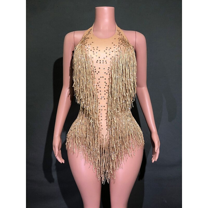 Drag Queen Halloween Bodysuit Bodycon Pride Glamorous Sexy Fringe Adults' Women's Unisex Halloween Carnival Performance Clubwear Pride Parade Easy Halloween Costumes Dress Up4