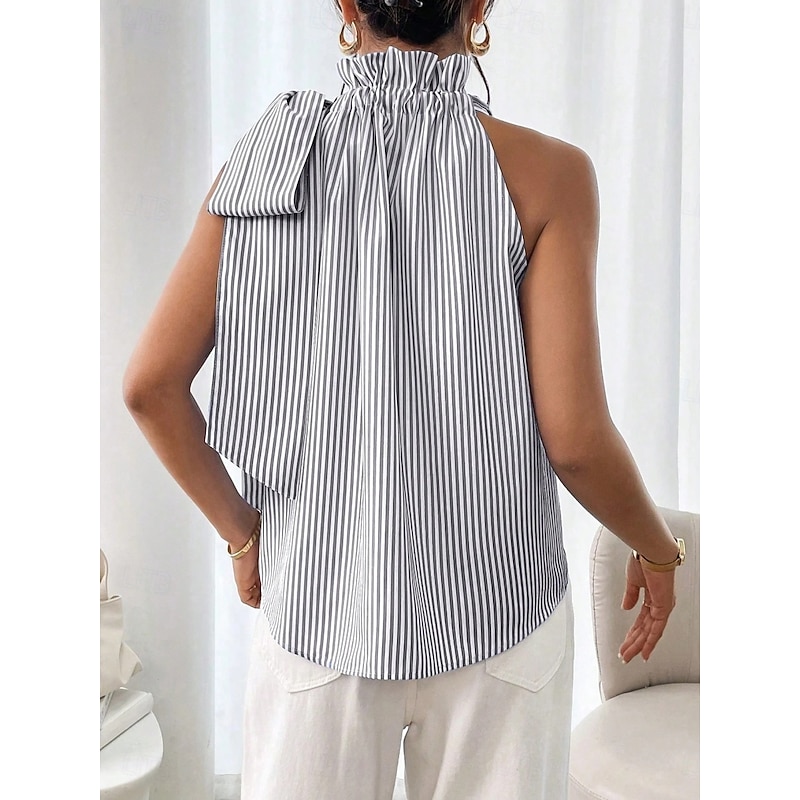 Women's Camisole Tank Top Striped Daily Casual Sleeveless Halter Neck Regular Tops Daily Print Black Sky Blue Purple Green Summer4