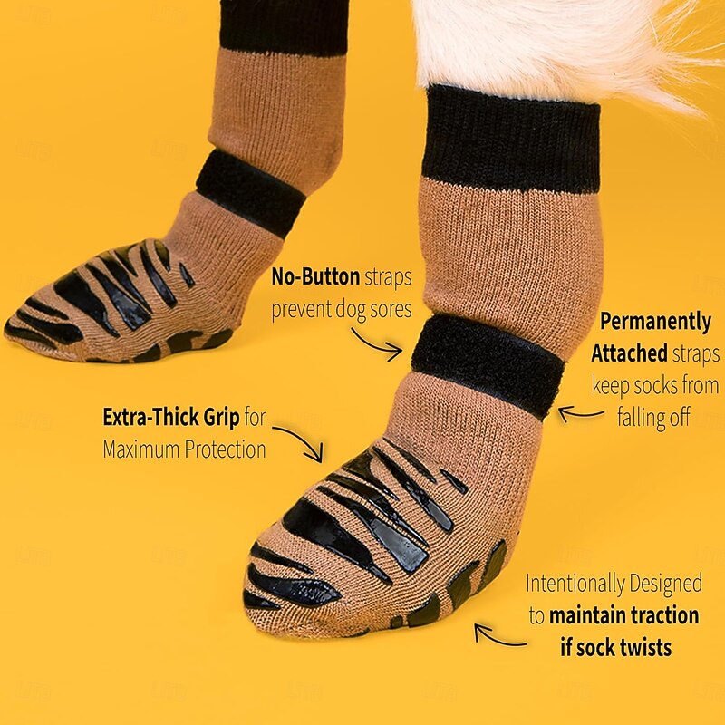 TigerToes Premium Non-Slip Dog Socks for Hardwood Floors - Extra-Thick Grip That Works Even When Twisted - Prevents Licking Slipping and Great for Dog Paw Protection3