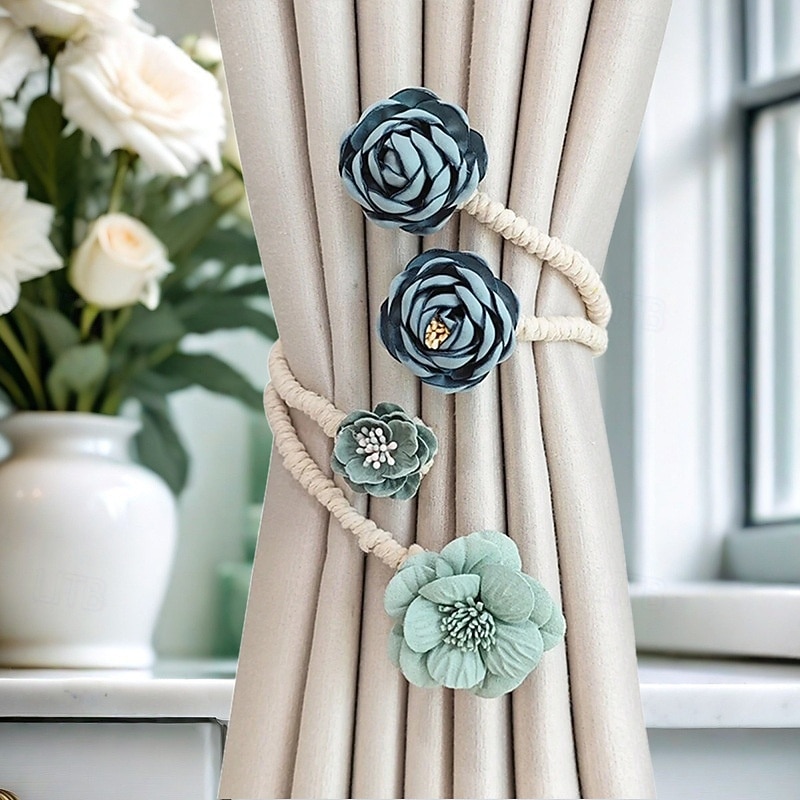 Curtain Tiebacks Clips Flower Shape Romantic French Style Decoration for Bedroom Livingroom 1pc4