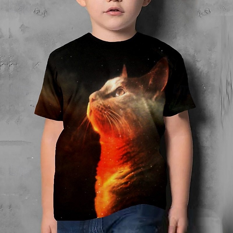 Boys 3D Cat T shirt Tee Short Sleeve Summer Spring Fashion Basic Kids 4-12 Years Crew Neck Outdoor Casual Daily Regular Fit2