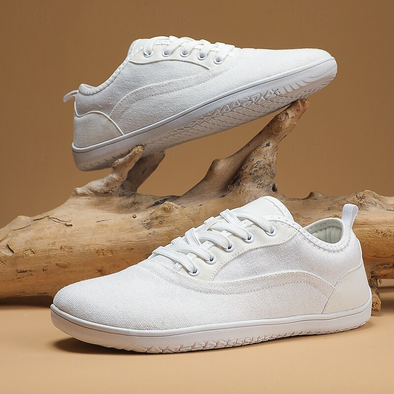 Men's All-White Canvas Casual Sneakers – Minimalist Everyday Shoes for Commuting, College and Casual Fridays4
