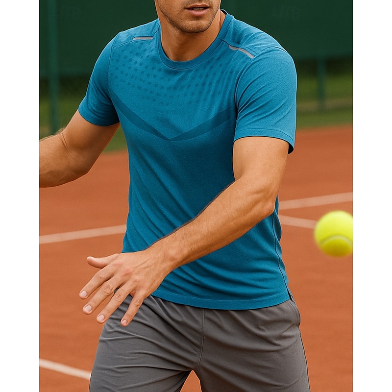 Men's Graphic Sport Shirt Tennis Shirt Tennis Tee Short Sleeves Sweat-Wicking Moisture Wicking Breathable Tennis Golf Pickleball Crew Neck Light Green Blue Purple Tennis Clothing