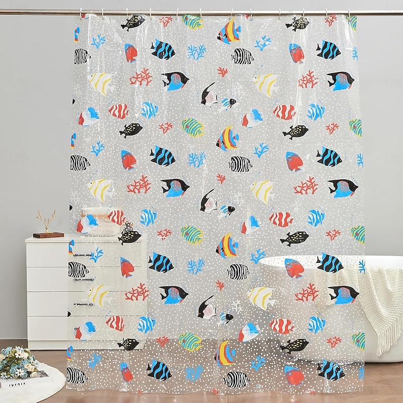 Clear Shower Curtain Tropical Fish,180x200cm 70