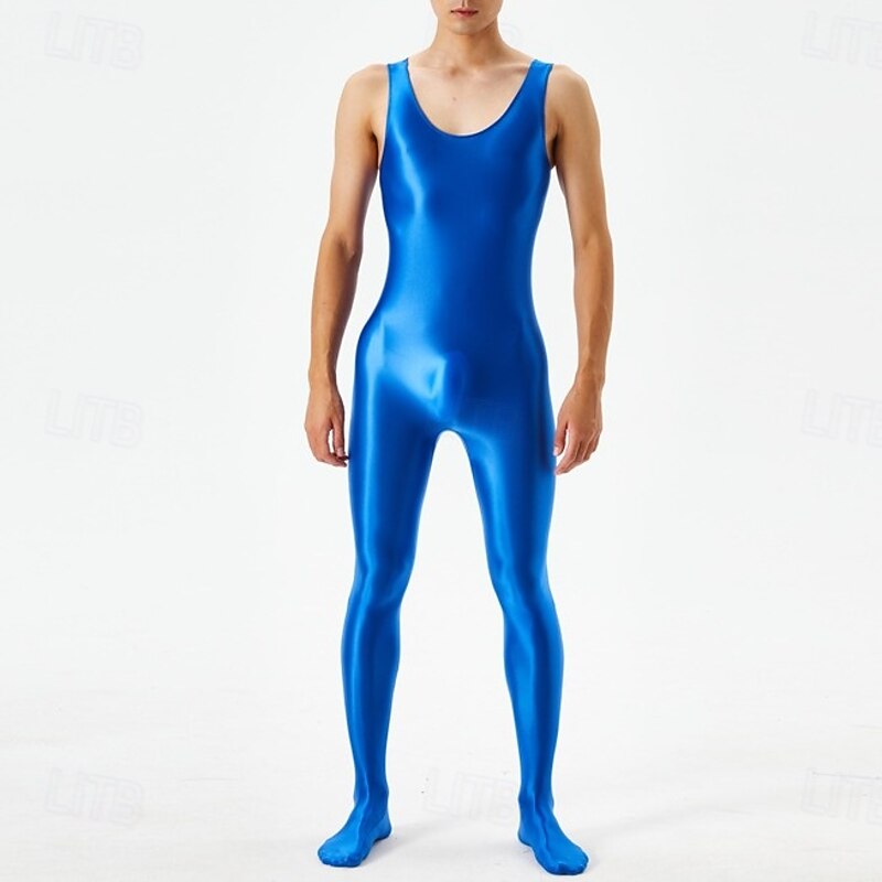 Catsuit Bodysuit Jumpsuit Glossy Finish Men's Shinny Leather Fetish Wet Look Solid Color Costume for Nightclub Pride Parade Pride Month Halloween Carnival Adults'
