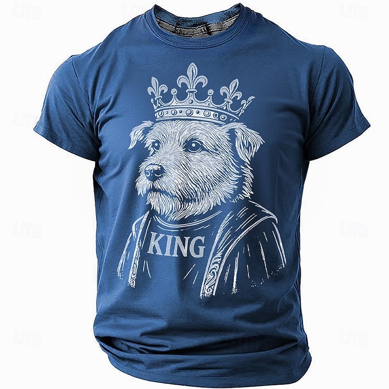 King Charles Alpha Dog Men's Animal T Shirt Short Sleeve T shirt 3D Print Crew Neck Shirt Fashion Daily Basic Street Casual Daily Black Green Summer Spring All Seasons Clothing Apparel3