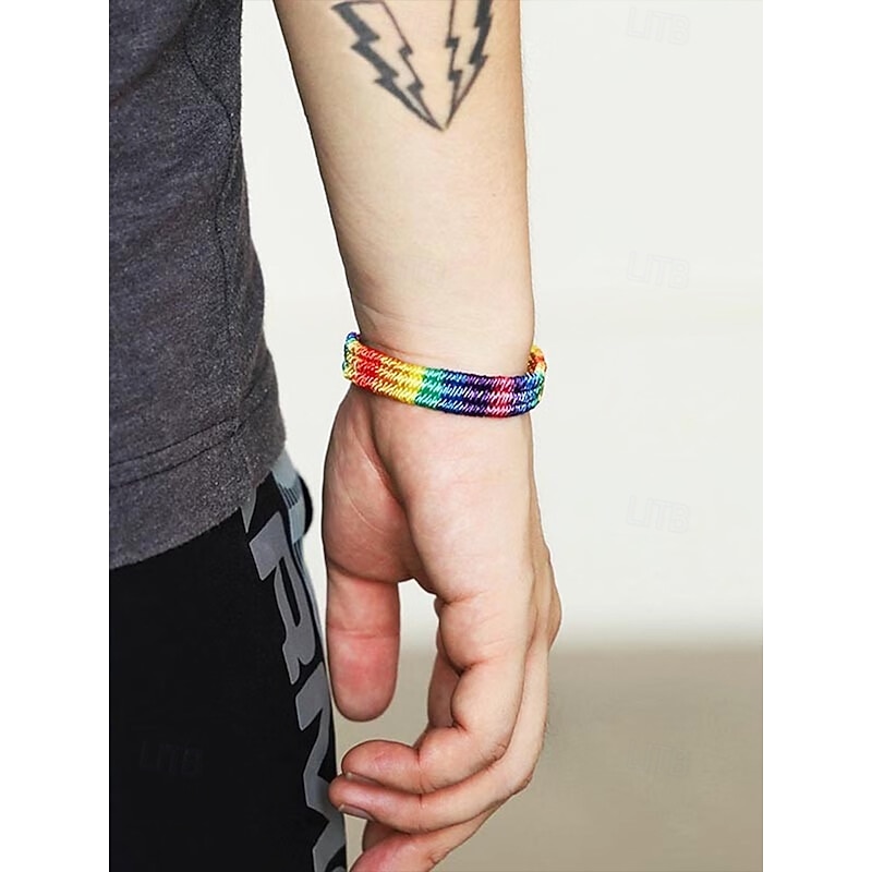 Handmade Rainbow Friendship Bracelet – Adjustable Woven Pride Wristband for Men and Women, Colorful LGBTQ+ Jewelry for Pride Festivals, Parades & Daily Support4