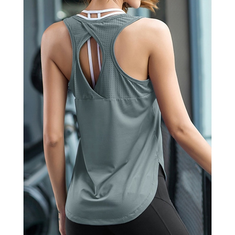 Women's Solid Colored Workout Tank Top Sport Shirt Sports Tank Top Sleeveless Backless Shockproof Breathable Tennis Golf Pickleball Round Neck Black Purple Green Tennis Clothing4