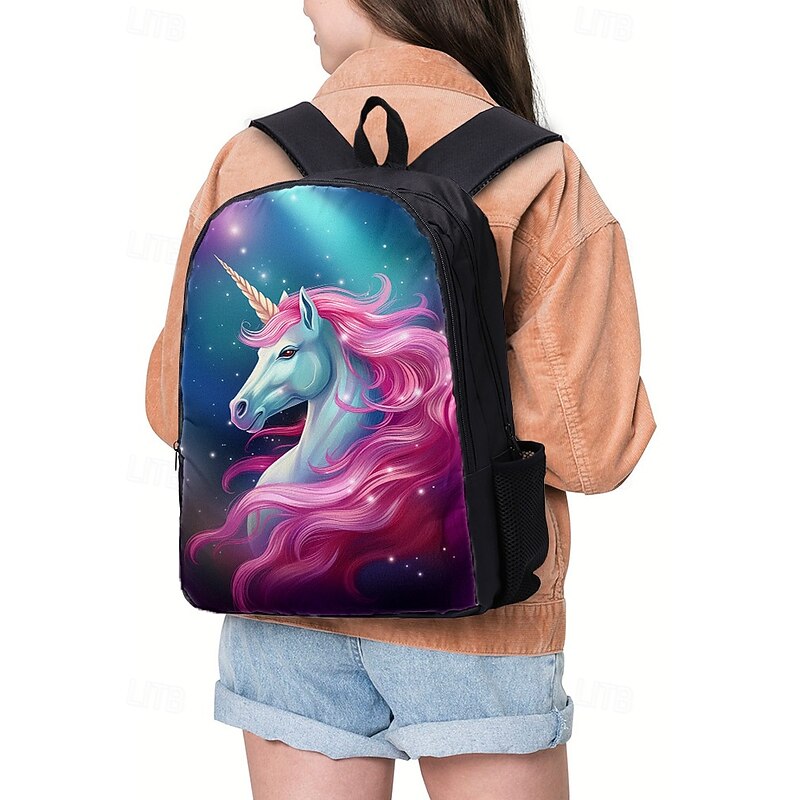 Girls 3-Piece Unicorn Backpack Set - Galaxy Print School Bag with Lunch Bag Crossbody Bag and Pencil Case for Elementary School Students and Back to School2