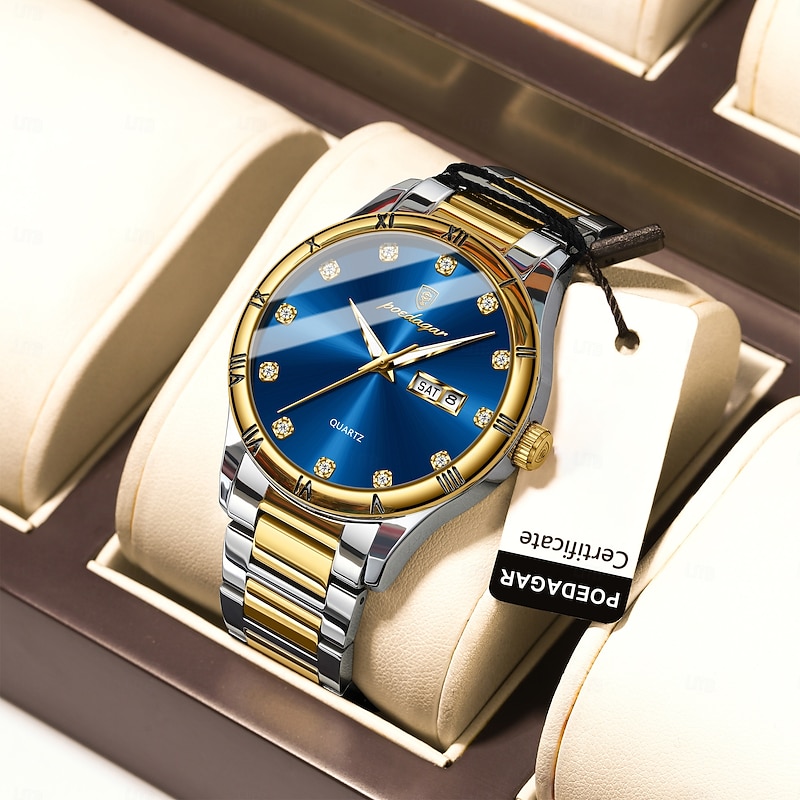 878 New Multi functional Men's Retro Watch Double Calendar Night Light Waterproof Men's Quartz Watch